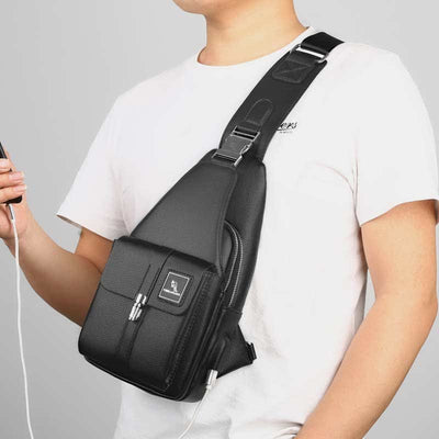 Men Leather Sling Bag Multipurpose Casual Bag Chest Bag Shoulder Bag