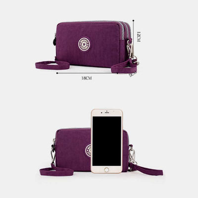 3 Zip Mini Crossbody Bag Lightweight Cellphone Wallet Long Wristlet Purses