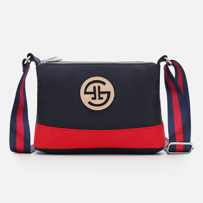 Triple Zip Small Crossbody Bag Lightweight Waterproof Nylon Handbag for Women