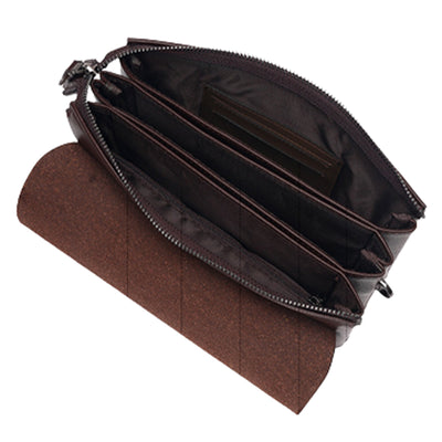 Leather Clutch for Men Triple Compartment Organizer Wrist Bag Wallet