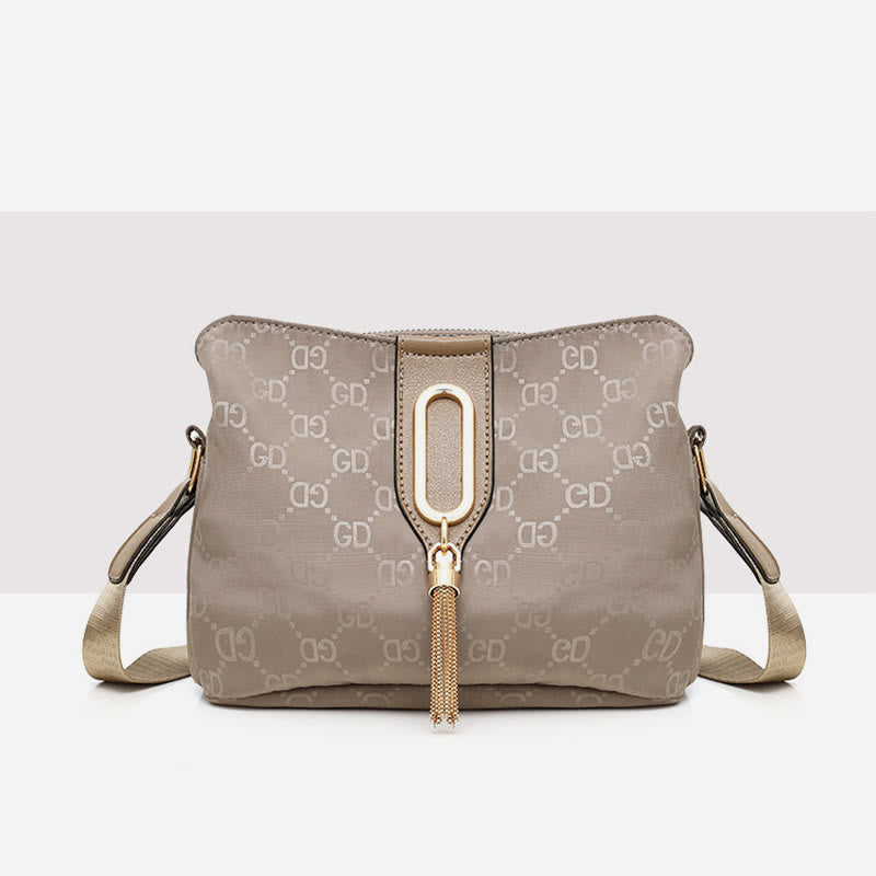 Nylon Crossbody Bag For Women Triple Compartment Elegant Shoulder Bag