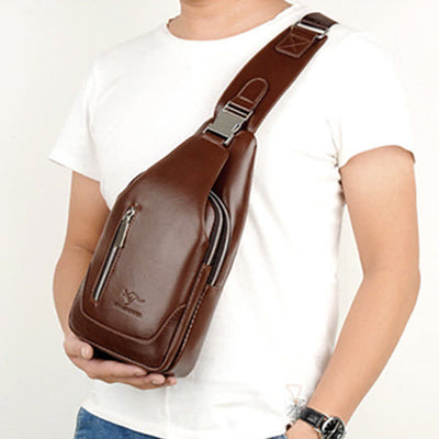 Men's Anti-theft Vintage Sling Bag with USB Charging Port
