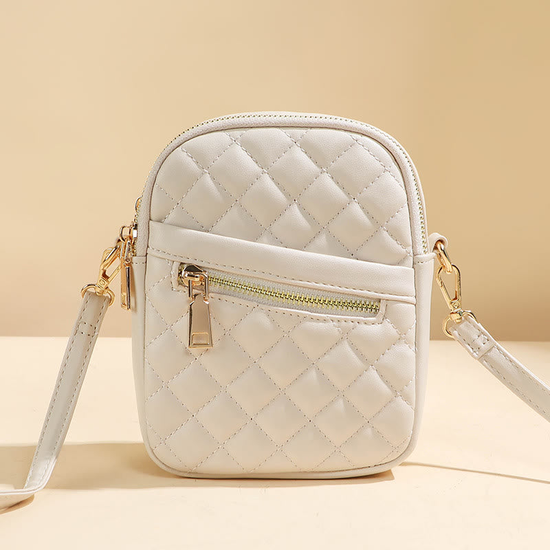 Phone Bag For Women Diamond Check Solid Color Mini Bag