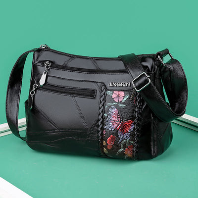 Color Pattern Quilted Leather Bag For Women Classic Crossbody Purse