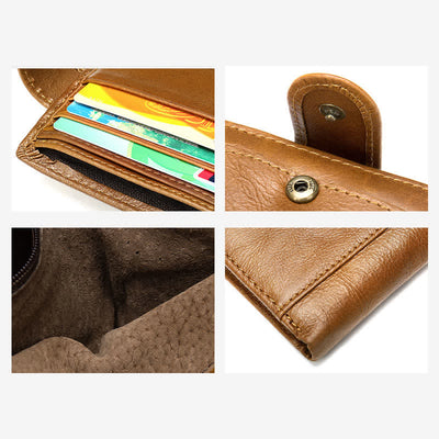 Men's Genuine Leather Wallet Large Capacity Bifold Credit Card Holder
