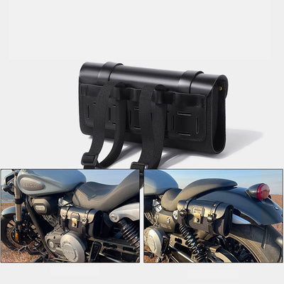 Motorcycle Tool Bag Universal Leather Motorbike Fork Bag Saddlebags Handlebar Bag