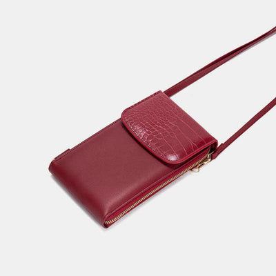 Womens Slim Lightweight Leather Crossbody Phone Bag Credit Card Holder