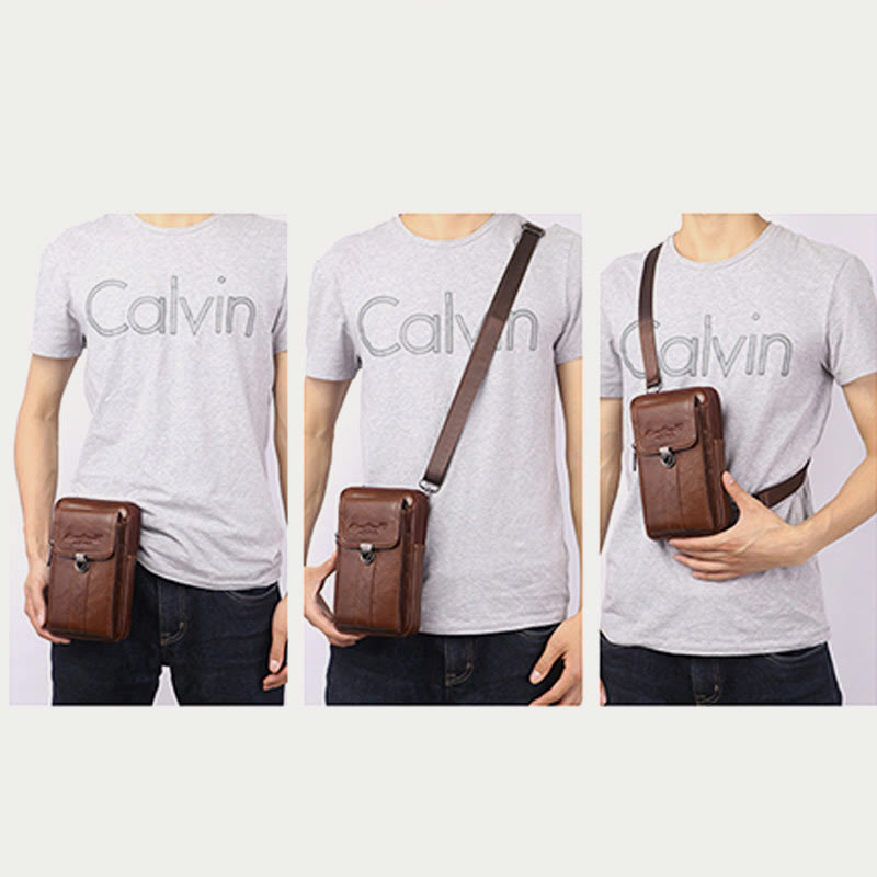Small Messenger Bag For Men Business Genuine Leather Portable Bag