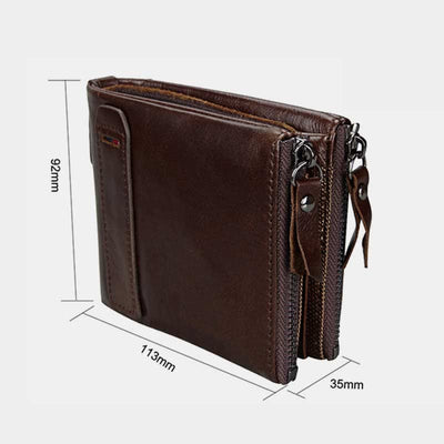 Large Capacity Leather Wallet RFID Blocking Bifold Flip Mens Wallet