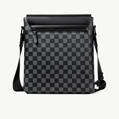 Men Small Plaid Messenger Bag Crossbody Purse for Work Business Satchel Travel