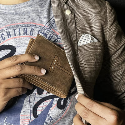 Retro Triple Fold Wallet Mens Thin Leather Coin Purse