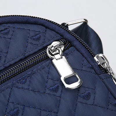 Oxford Lightweight Crossbody Bag Heart Diamond Pattern Soft Purse