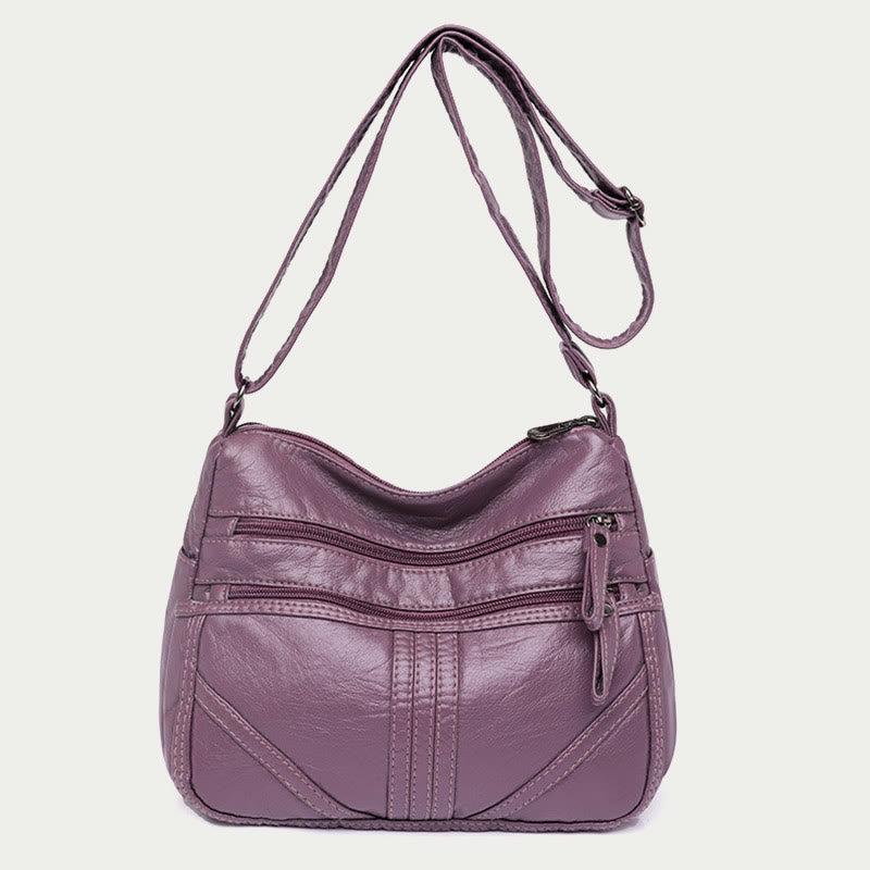 Vintage Large Capacity Shoulder Bag For Women Soft Leather Purse