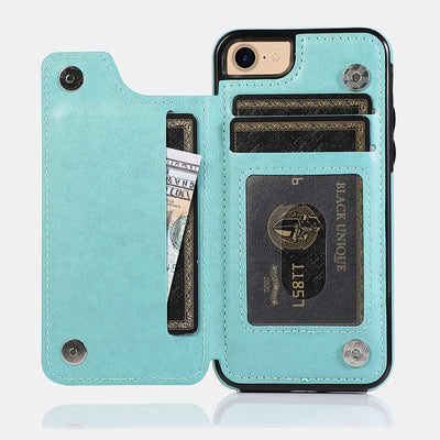 Leather Wallet Phone Case with Card Holder ID Window Compatible with iPhone Samsung