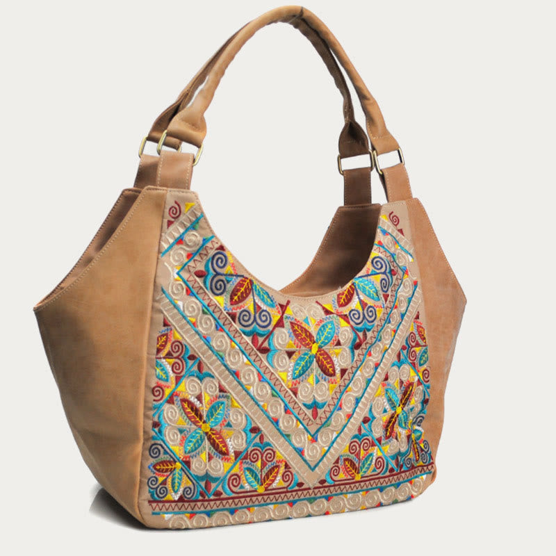 Tote For Women Travel Ethnic Style Pattern Leather Shoulder Bag