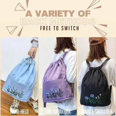 Large Capacity Waterproof Foldable Floral Embroidery Fitness Travel Backpack