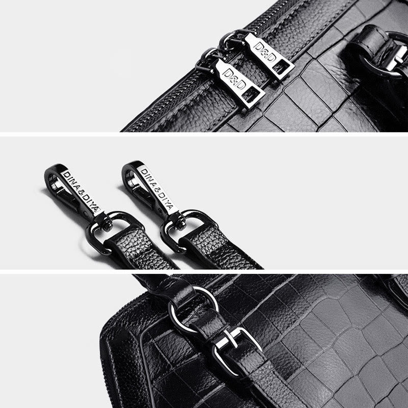 Elegant Handbag Pure Color Crocodile Print Leather Crossbody Bag