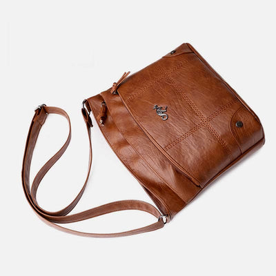 Minimalist Faux Leather Purse Triple Layer Vintage Women Crossbody Bag