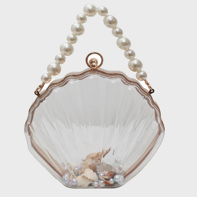 Crossbody Bag For Women Clip Pearl Chain Transparent Bag