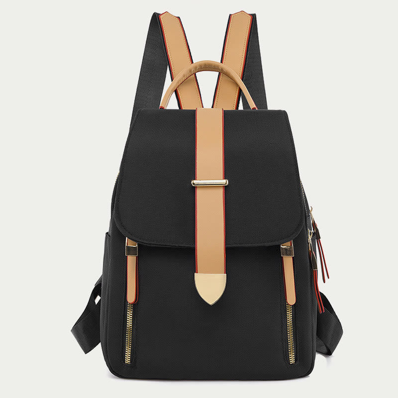 Nylon Backpack For Women Solid Color Large Capacity Leisure Bag