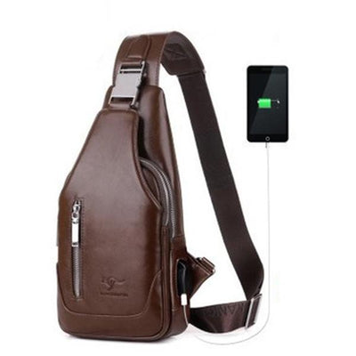 Men's Anti-theft Vintage Sling Bag with USB Charging Port