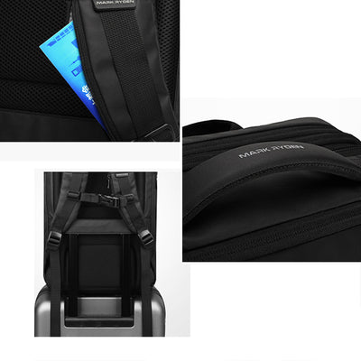 Expandable Capacity Multi-Layer Business Waterproof Backpack with Clock