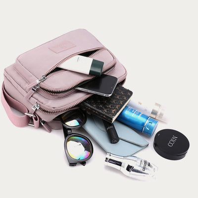 4 Zip Crossbody Bag Lightweight Nylon Purse for Women