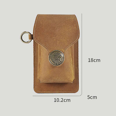 Vintage Leather Flip Phone Bag Belt Pouch with Cigarette Pocket - image 11