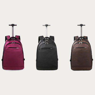 Solid Color Oxford Backpack Women Men Business Travel Trolley Case