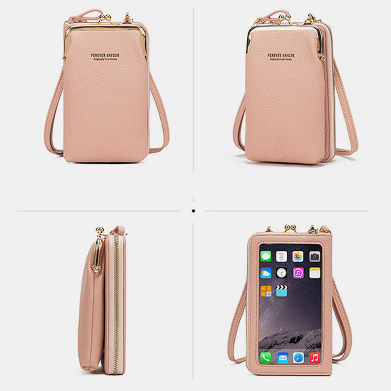 Multi-Compartment Elegant Crossbody Phone Bag With Clear Window