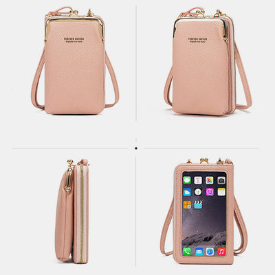 Multi-Compartment Elegant Crossbody Phone Bag With Clear Window