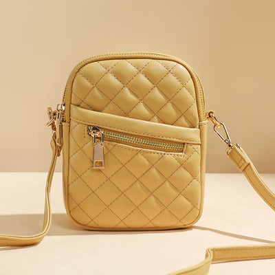 Phone Bag For Women Diamond Check Solid Color Mini Bag