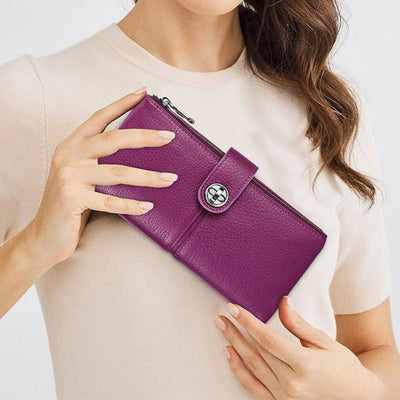 RFID Blocking Genuine Leather Women Wallet Anti-theft Air Tag Holder Card Holder