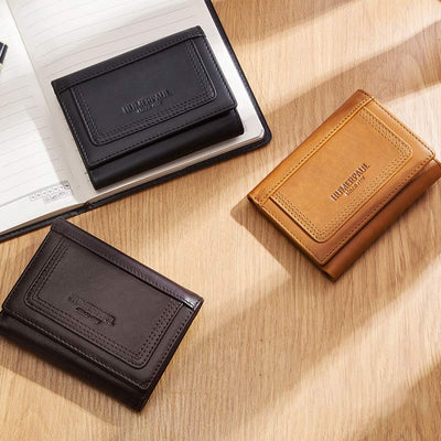 Trifold Roomy Leather Wallet RFID Blocking Anti-theft Wallet