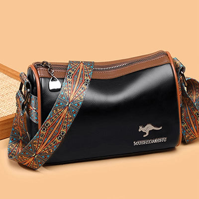 Elegant Vegan Leather Crossbody Bag Classic Solid Color Lady Bag