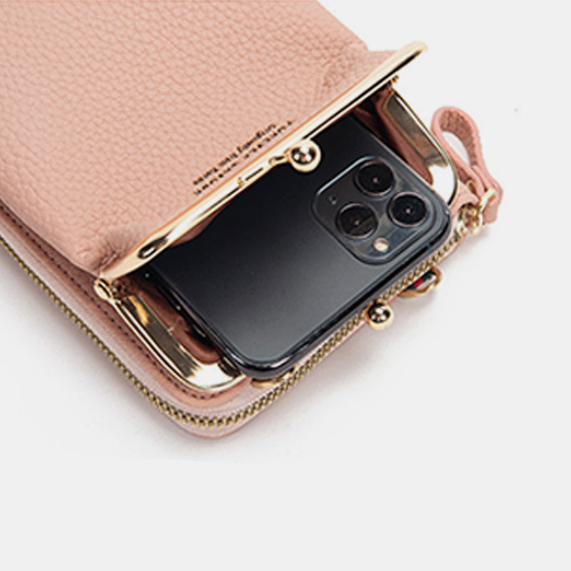 Multi-Compartment Elegant Crossbody Phone Bag With Clear Window