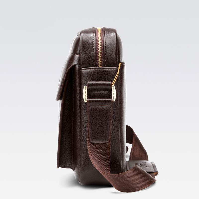Men's Leather Shoulder Bag Crossbody Bag Small Messenger Bag for Work Business