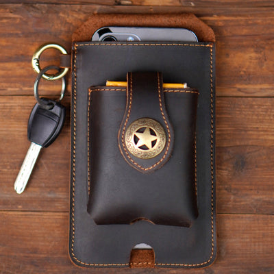 Genuine Leather Phone Holster Universal Cell Phone Holder With Belt Loop