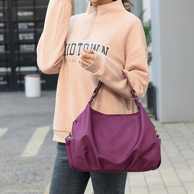 Triple Compartment Tote Handbag Large Capacity Hobo Handbag with Crossbody Strap