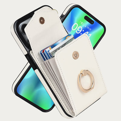 Wallet Phone Case for iPhone Casual Leather Buckle Card Holder