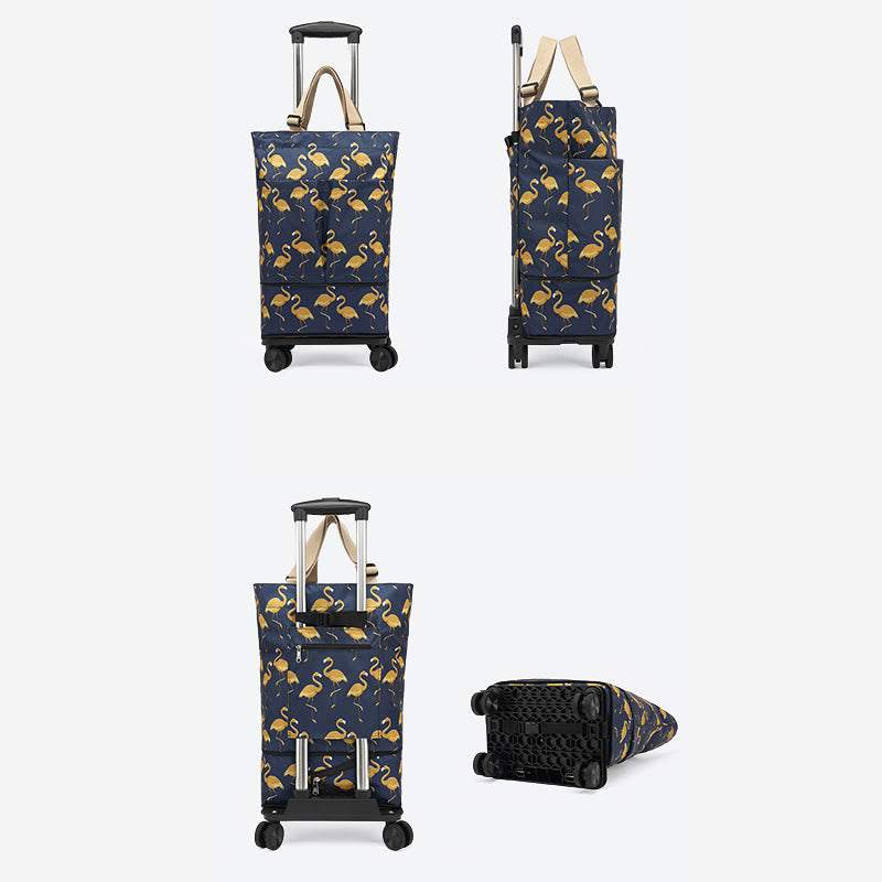 Tote Bag For Women Shopping Folding Removable Wheel Cart