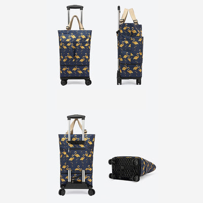 Tote Bag For Women Shopping Folding Removable Wheel Cart