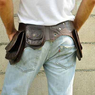 Waist Bag For Men Multi Pocket Rivet Punk Style Daily Bag