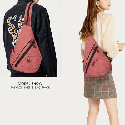 Casual Travel Canvas Sling Bag Daypack Shoulder Backpack For Women Men