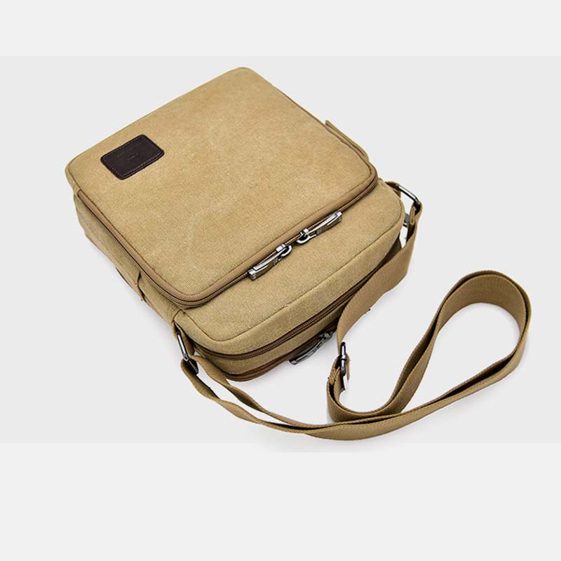 Vintage Canvas Mini Crossbody Shoulder Bag Men Small Purses with Multi-Slot
