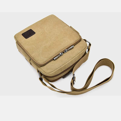 Vintage Canvas Mini Crossbody Shoulder Bag Men Small Purses with Multi-Slot