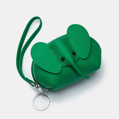 Women Small Coin Purse Elephant Leather Wallet Change Pouch Wristlet