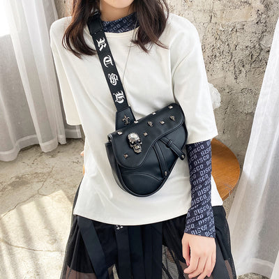 Crossbody Bag For Men Half Round Shape Leather Saddle Bag