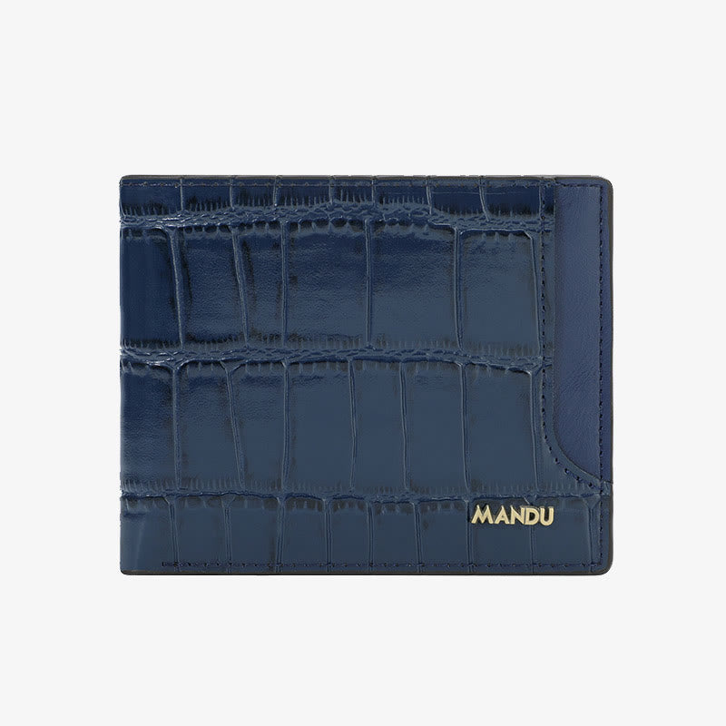 RFID Zipper Wallet For Men Stone Print Leather Purse