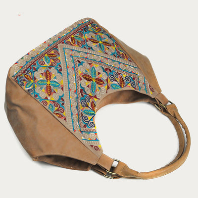 Tote For Women Travel Ethnic Style Pattern Leather Shoulder Bag